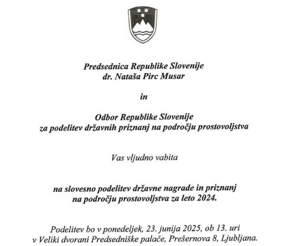 Uradno vabilo na slovesno podelitev državnih priznanj na področju prostovoljstva